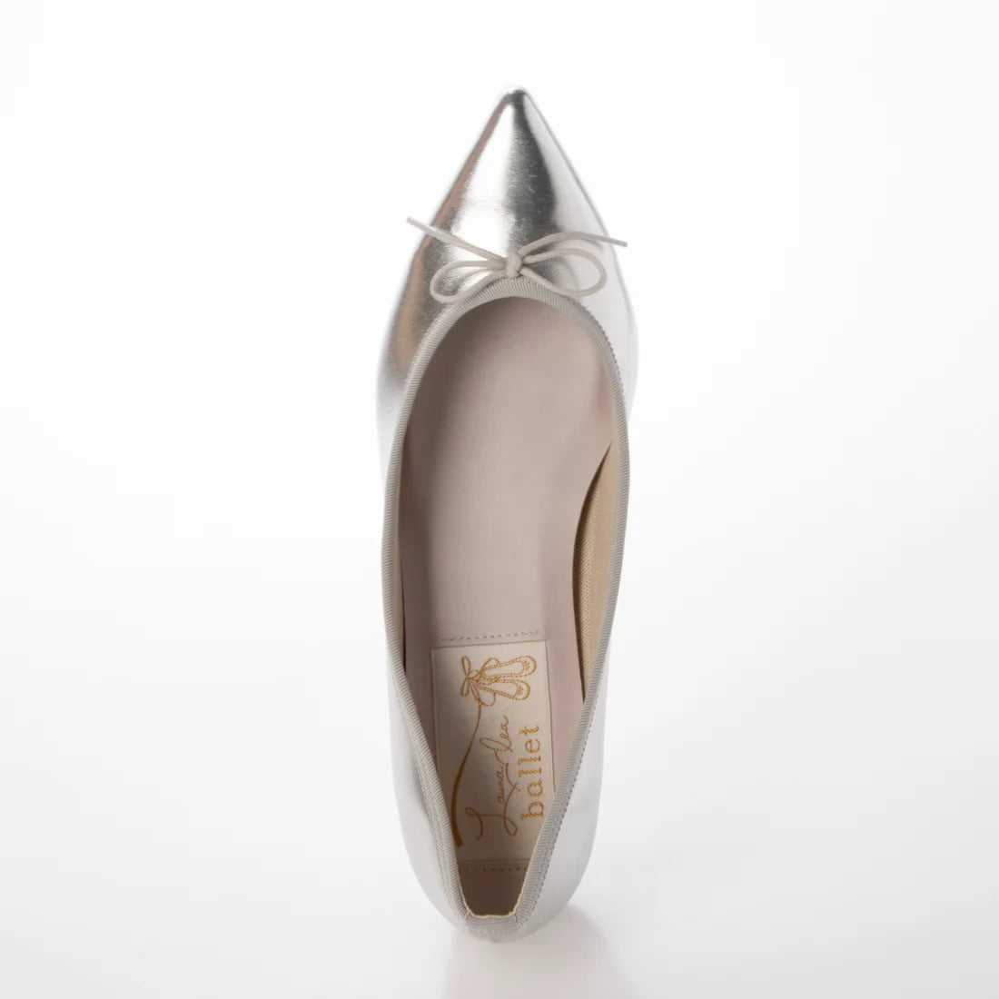 日本製 Launa lea 蝴蝶結尖頭芭蕾晴雨鞋( RB4001A ) (銀色/Silver)