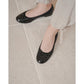 日本製【珍珠色調防水】Emma Francis 真皮 圓頭平底芭蕾舞鞋(02b-L M101)(Black Leather Mylar)（ブラック レザーマイラー）