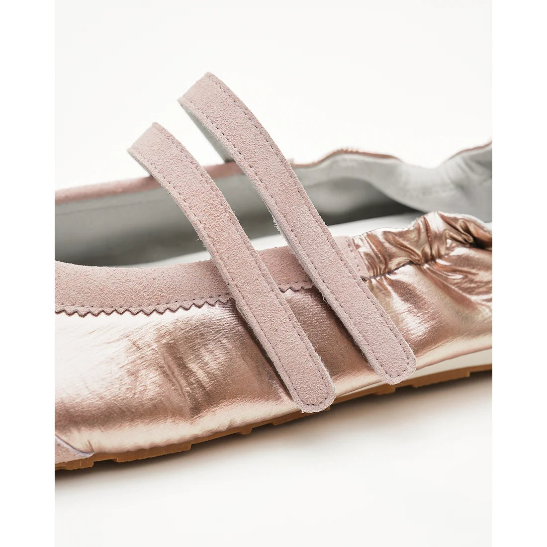 【新品預訂】日本製Emma Francis   彈性褶邊瑪麗珍芭蕾舞鞋（粉色天鵝絨皮革）(09k-NY 144)