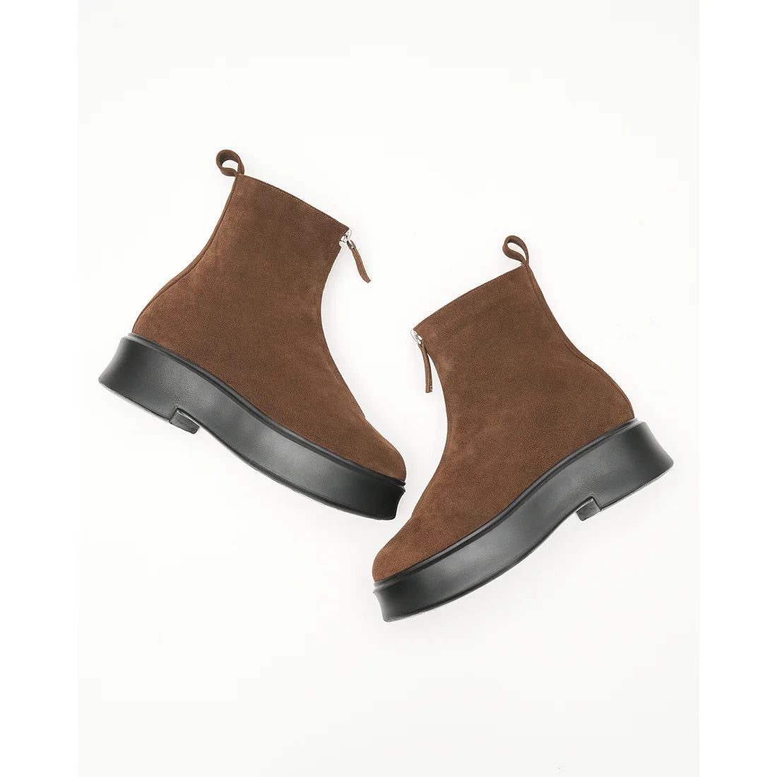 【新品預訂】日本製Emma Francis ［雨天應對］防水厚底前拉鍊靴子（棕色 絲絨皮革）(9013a-L V105)