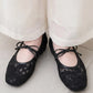 【新品預訂】日本製 Launa Lea 花卉蕾絲漁網芭蕾舞鞋 (B7612A)(黑色 / Black Z)