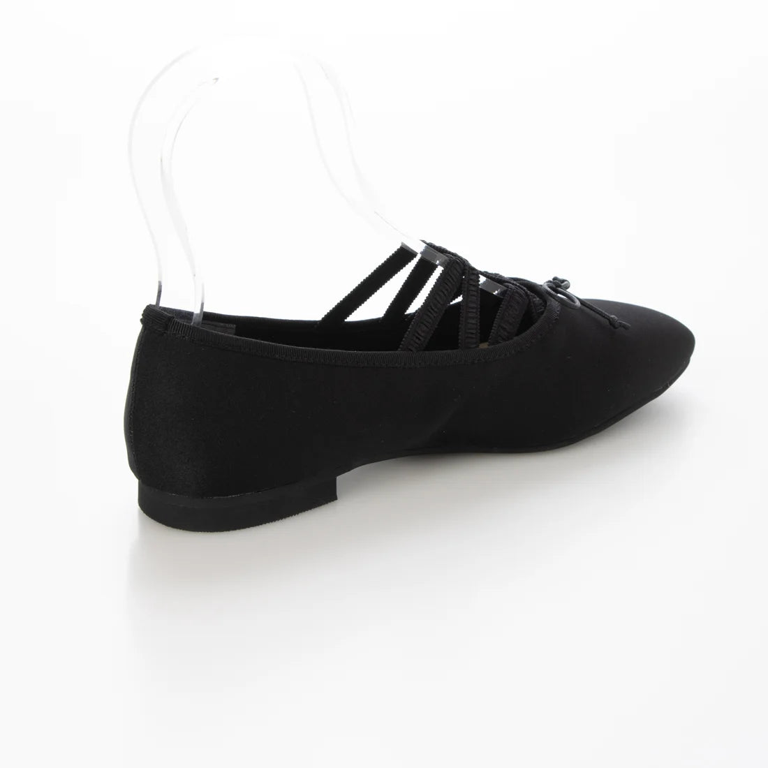【新品預訂】日本製Emma Francis 交叉橡筋帶方頭平底芭蕾舞鞋（黑色緞面）(03ac-ST 101)