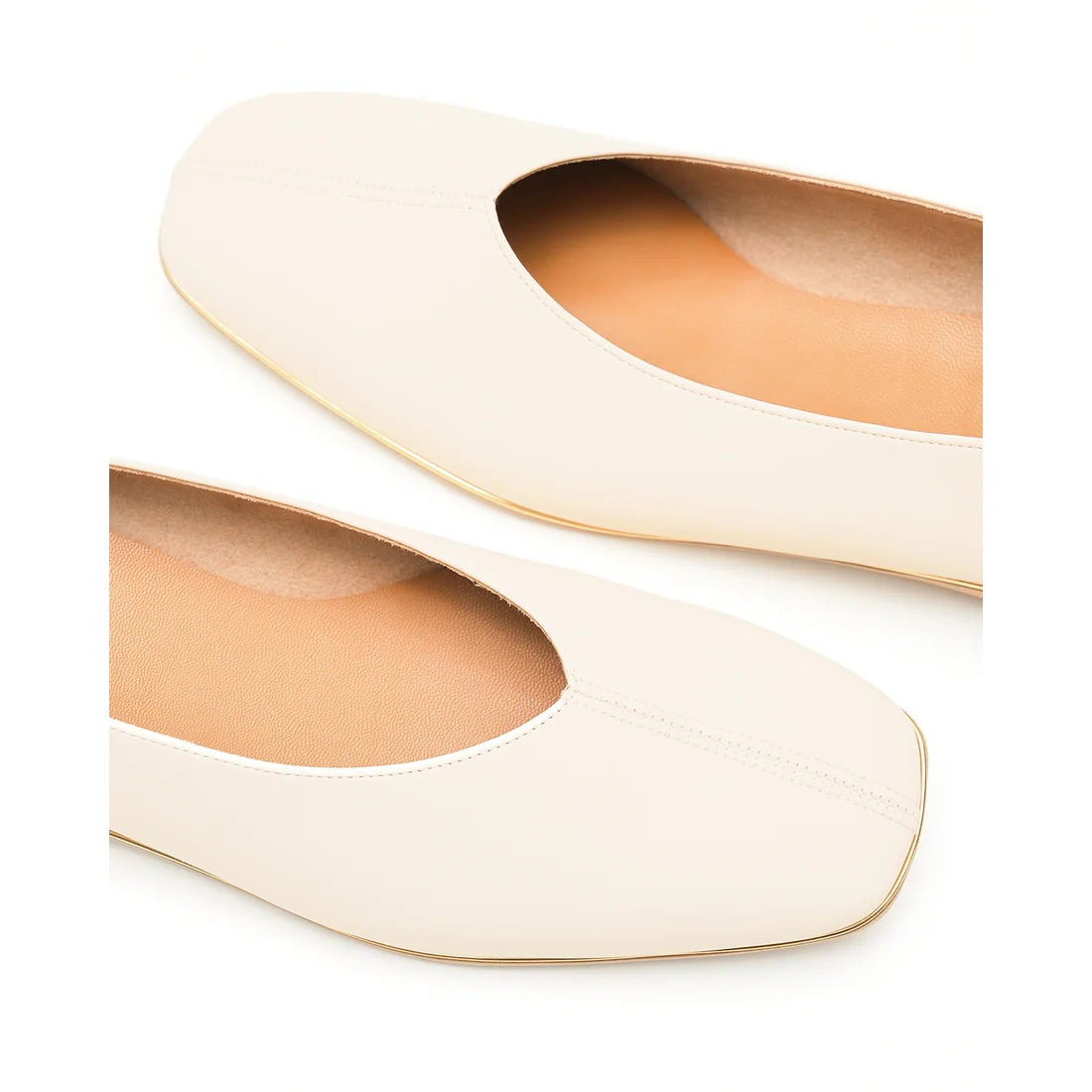 【新品預訂】日本製Emma Francis   V形中心接縫金線平底鞋（象牙色光滑）(03aa-P 177) IVO