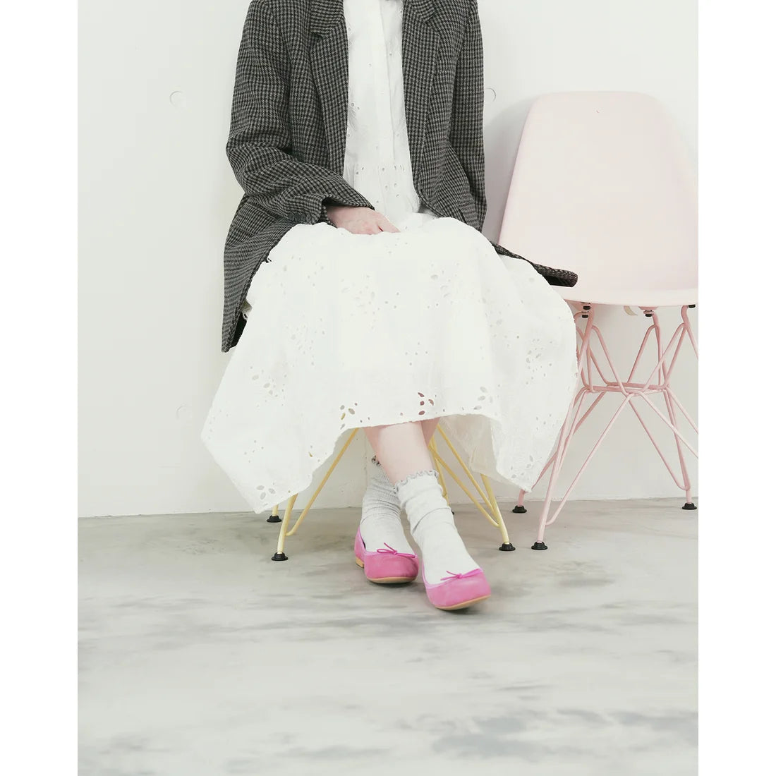 日本製【珍珠色調防水】Emma Francis 真皮 圓頭平底芭蕾舞鞋(02b-L S143)(Dark pink leather suede)（ダークピンク レザースエード）