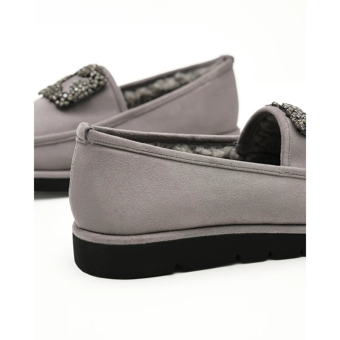 【新品預訂】日本製Emma Francis   [雨天應對] 防水 內側柔軟仿毛 寶石樂福鞋（灰色絨面革）(2002g-S 153)GRY