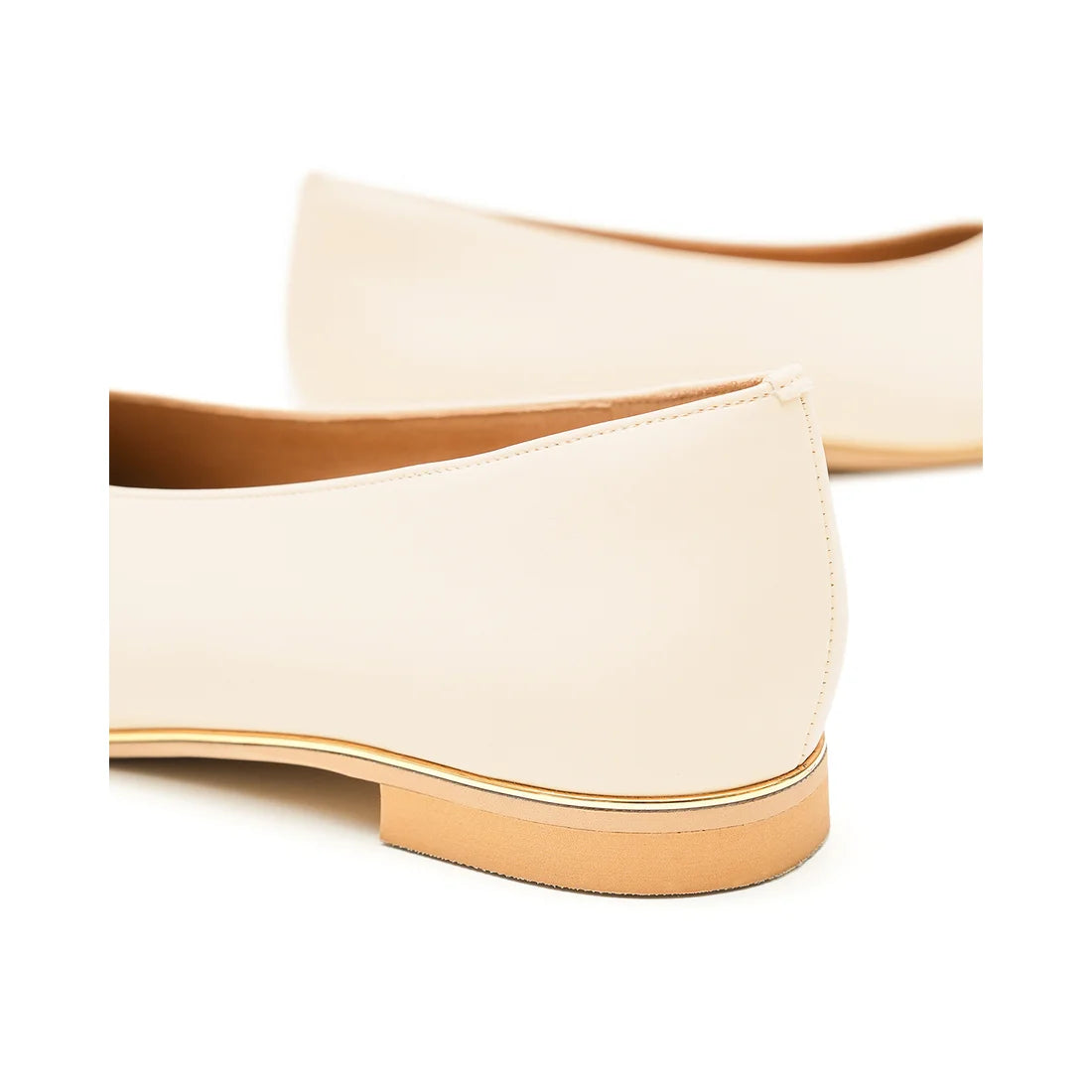 【新品預訂】日本製Emma Francis   V形中心接縫金線平底鞋（象牙色光滑）(03aa-P 177) IVO