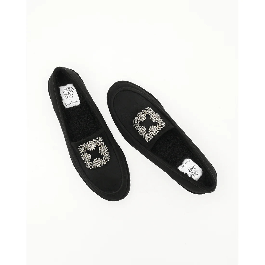 【新品預訂】日本製Emma Francis   [雨天應對] 防水 內側柔軟仿毛 寶石樂福鞋（黑色絨面革）(2002g-S 101)BLK