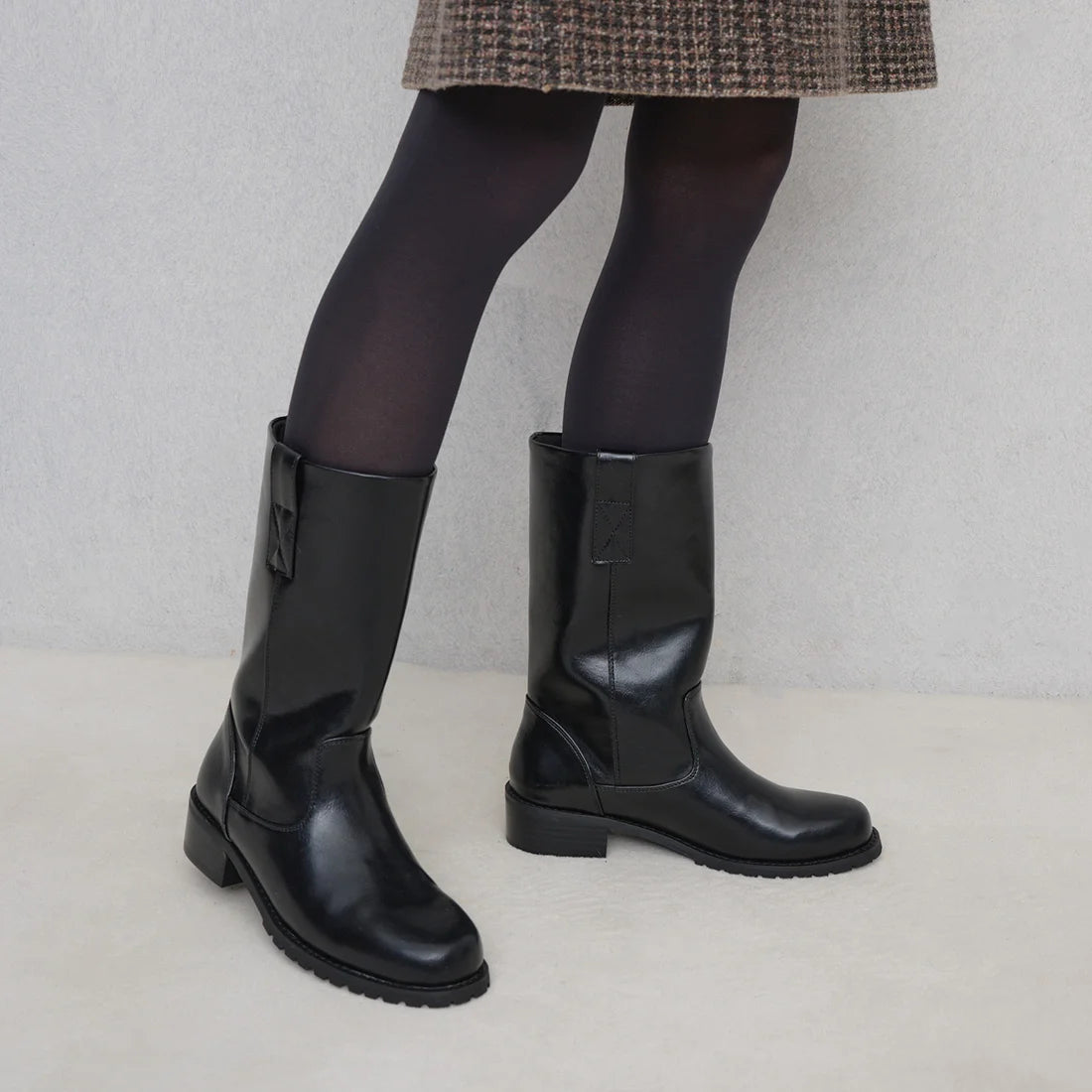 【新品預訂】Launa Lea 4cm踭中筒工程靴（S158）(黑色／Black)