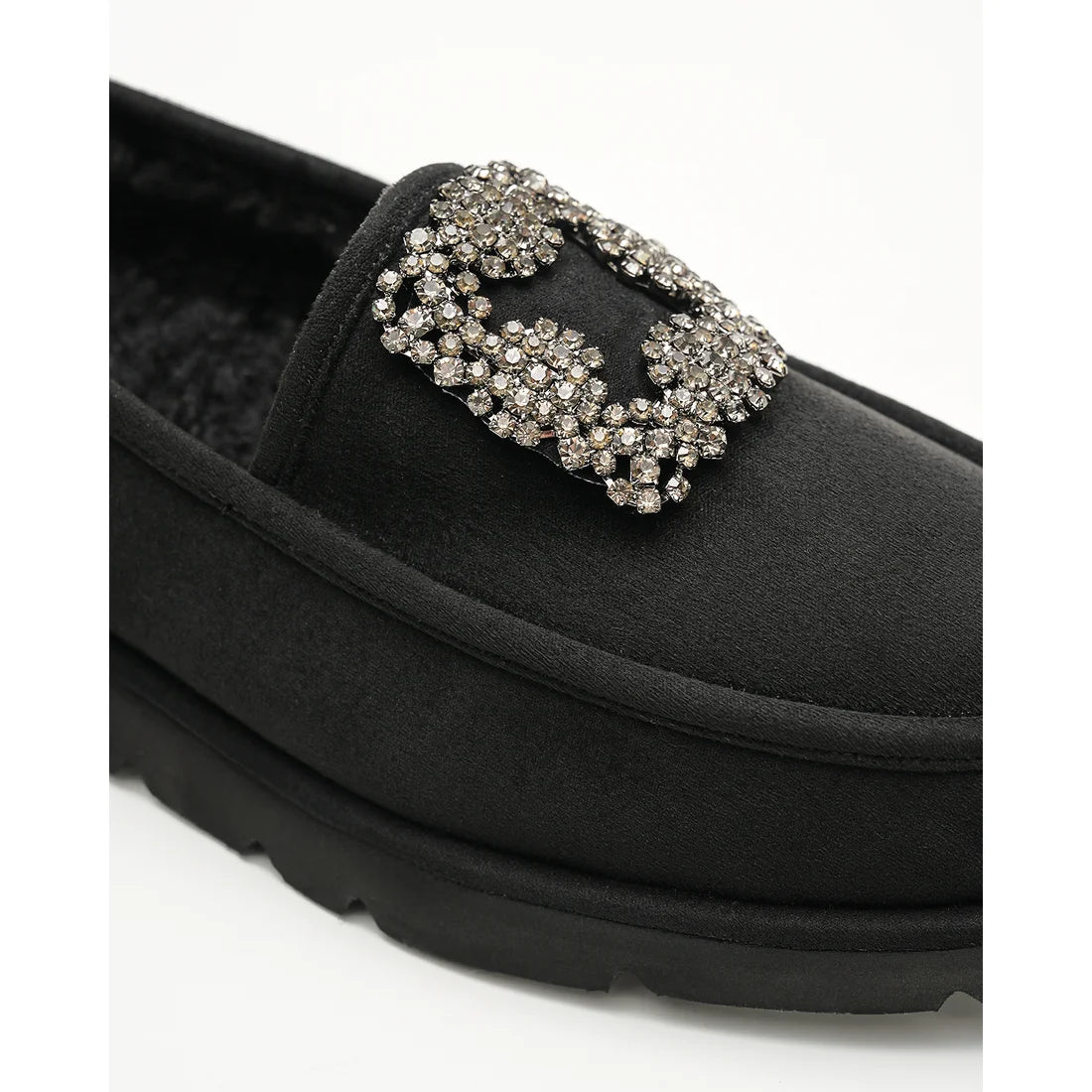 【新品預訂】日本製Emma Francis   [雨天應對] 防水 內側柔軟仿毛 寶石樂福鞋（黑色絨面革）(2002g-S 101)BLK