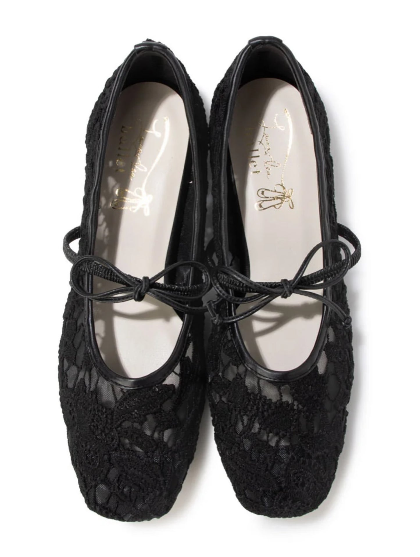 【新品預訂】日本製 Launa Lea 花卉蕾絲漁網芭蕾舞鞋 (B7612A)(黑色 / Black Z)