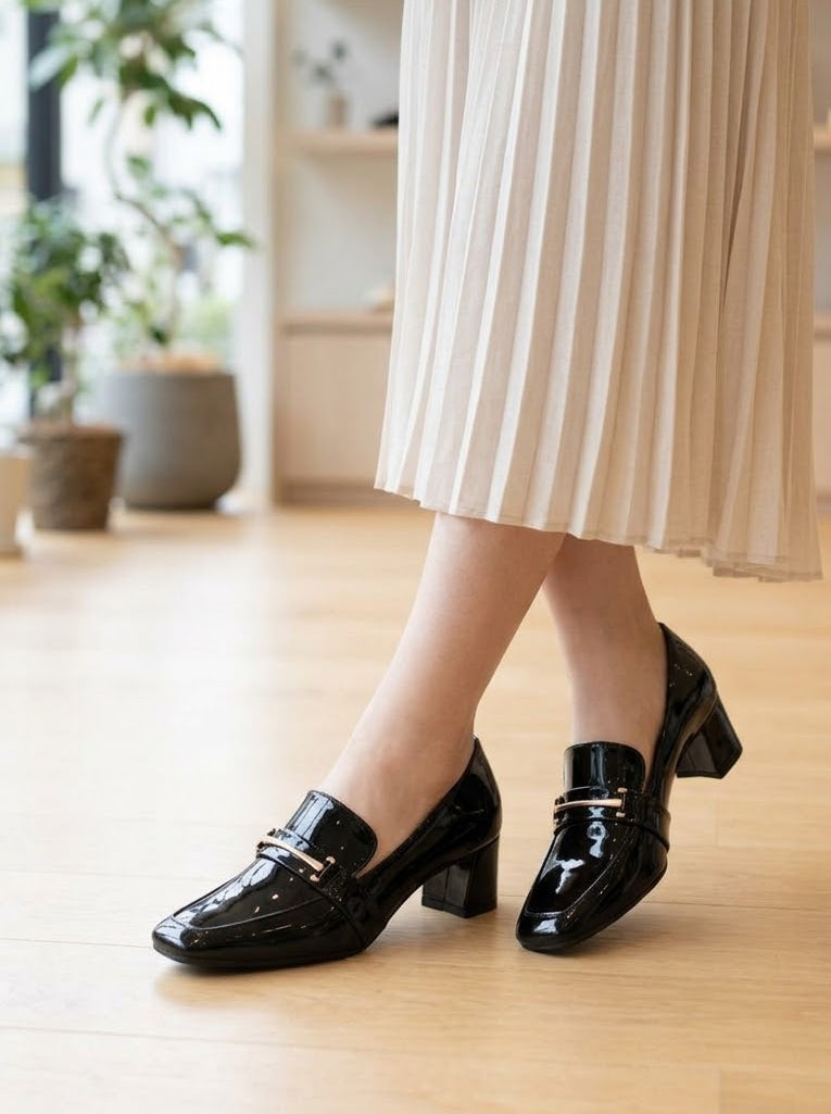 【新品預訂】日本製 Lauf Oletta [All Weather] 全天候 5cm跟 方頭樂福高跟鞋（LRP135 BLACK-E）