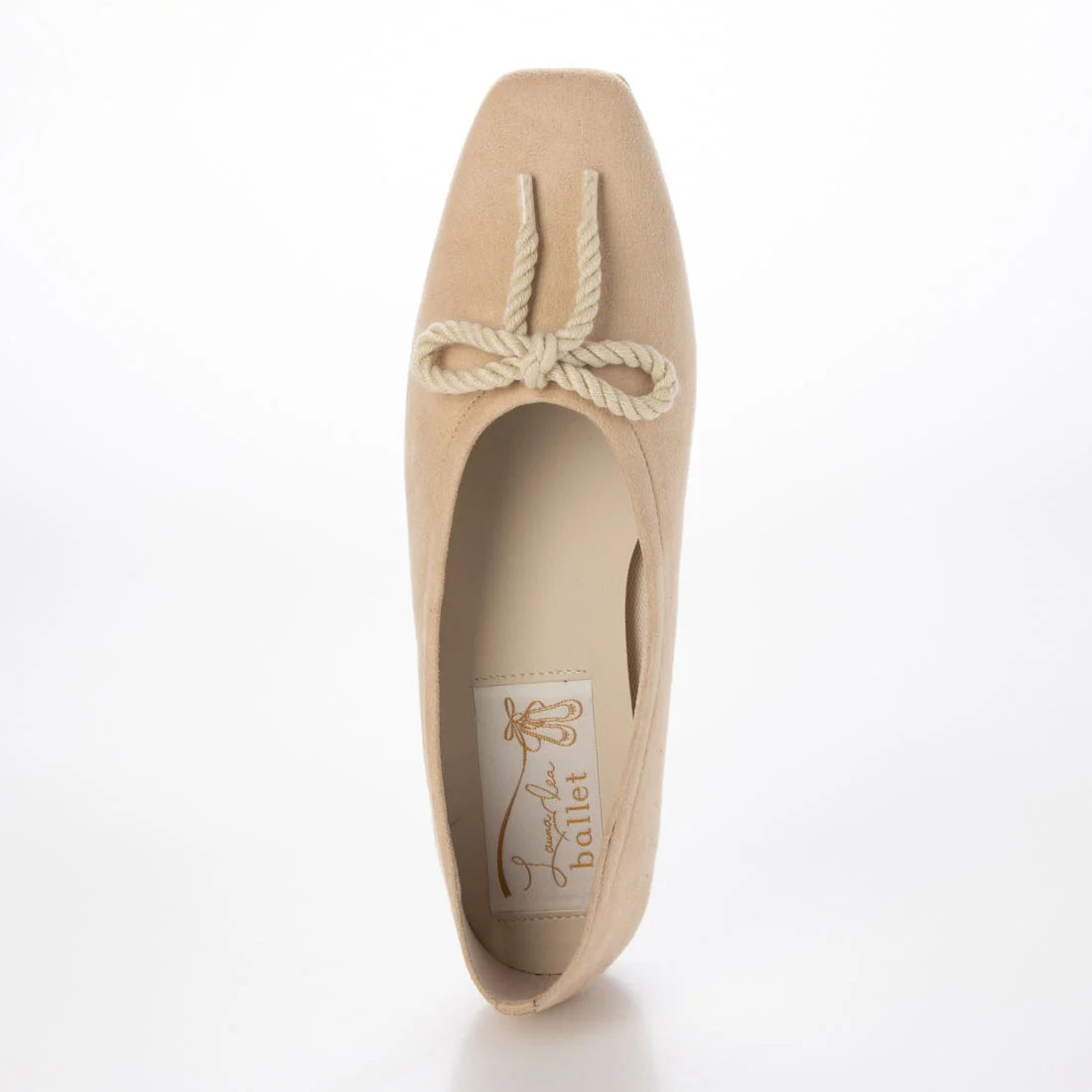 【新品預訂】日本製 Launa lea 繩蝴蝶結方頭絨毛芭蕾舞鞋 (B7102A）(淺杏色 S / L Beige S)