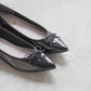 日本製 Launa lea 3cm踭蝴蝶結尖頭亮面芭蕾晴雨鞋( RB9401A ) (黑色/ Black）