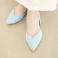 日本製Launa Lea 金線V口剪裁平底鞋・淺藍（2cm金屬跟）（0492A / 0492 / L blue ）
