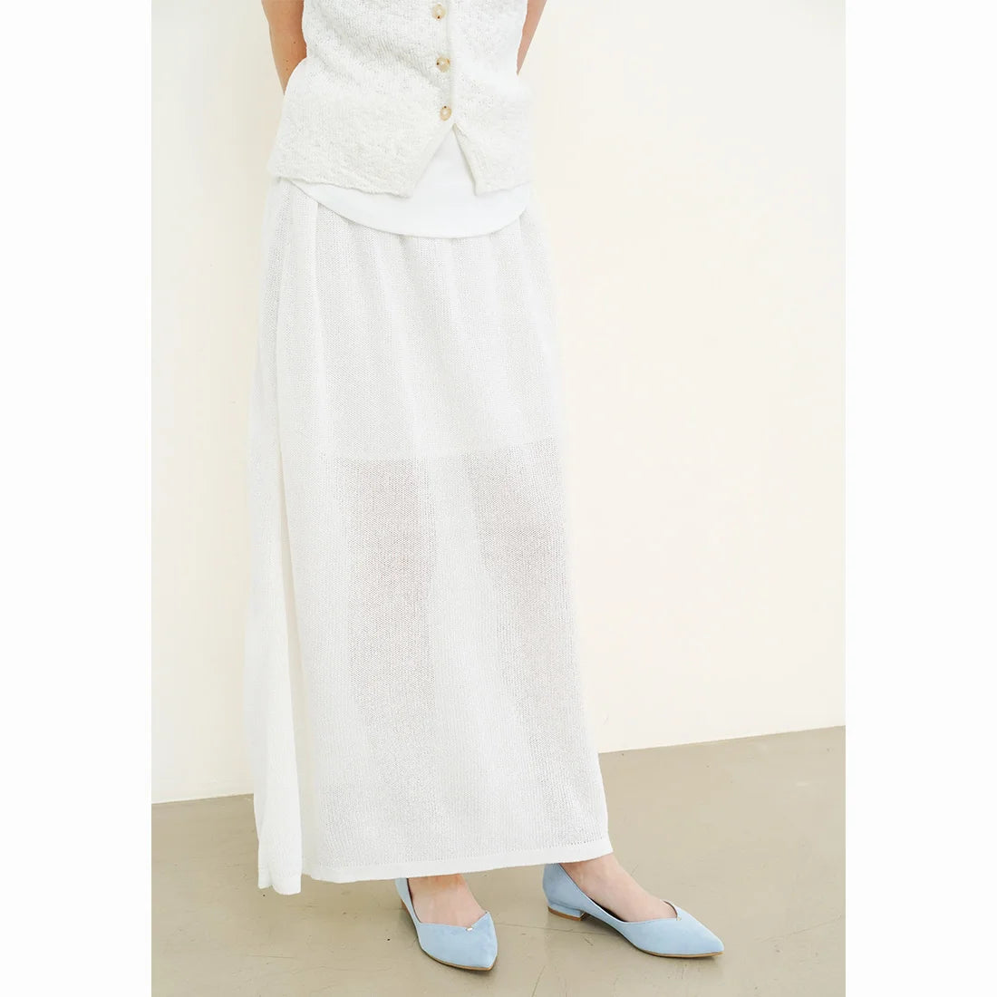 日本製Launa Lea 金線V口剪裁平底鞋・淺藍（2cm金屬跟）（0492A / 0492 / L blue ）