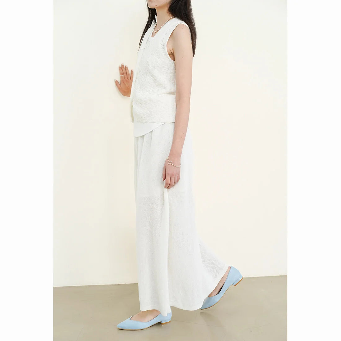 日本製Launa Lea 金線V口剪裁平底鞋・淺藍（2cm金屬跟）（0492A / 0492 / L blue ）