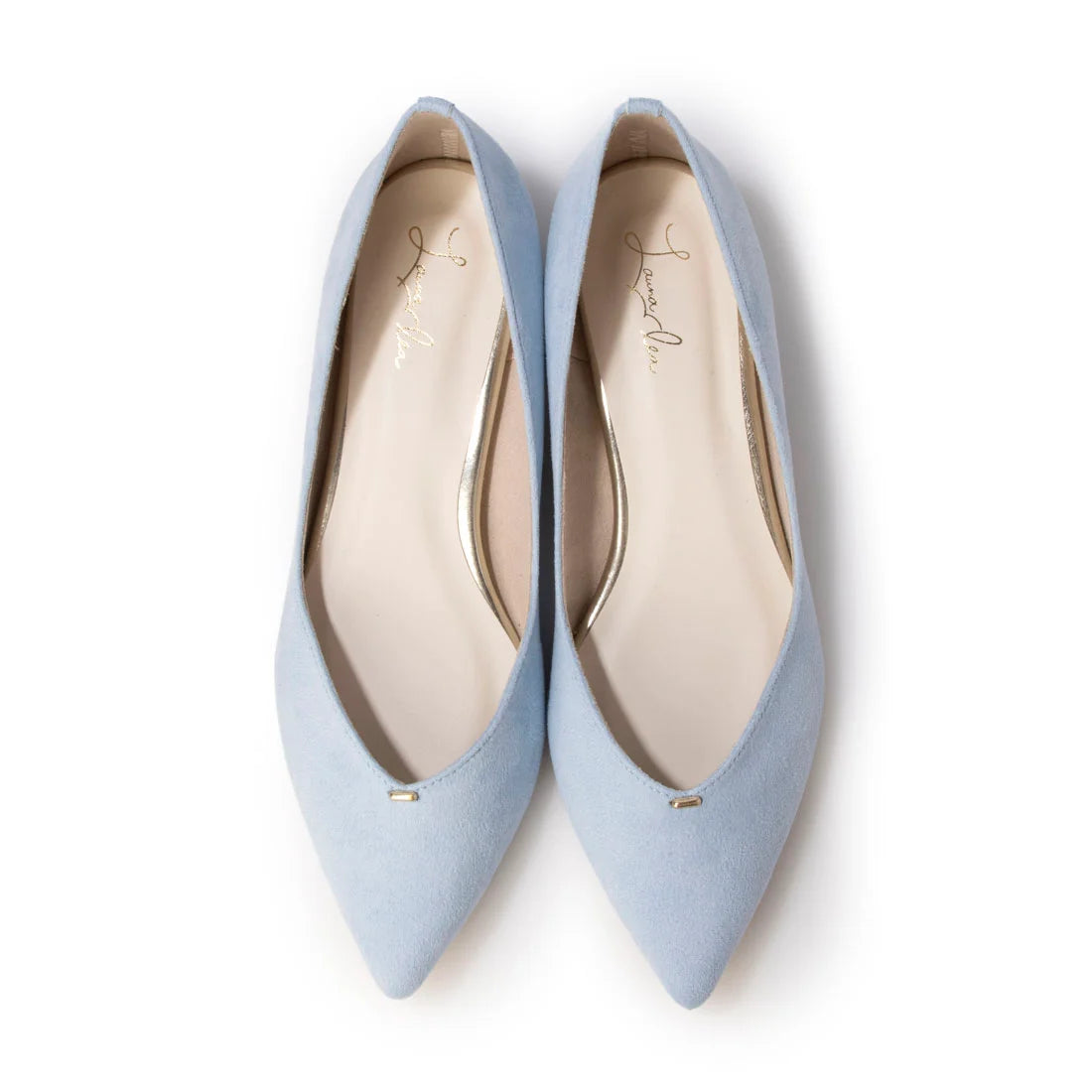 日本製Launa Lea 金線V口剪裁平底鞋・淺藍（2cm金屬跟）（0492A / 0492 / L blue ）