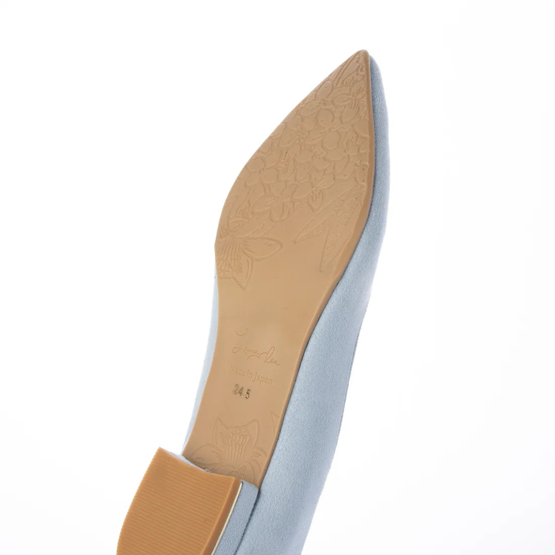 日本製Launa Lea 金線V口剪裁平底鞋・淺藍（2cm金屬跟）（0492A / 0492 / L blue ）