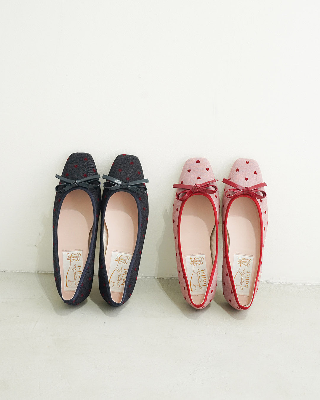 【新品預訂】日本製 Launa lea 方頭心形圖案芭蕾鞋 (B7611A) (深藍色 Z/C / Navy Z/C )