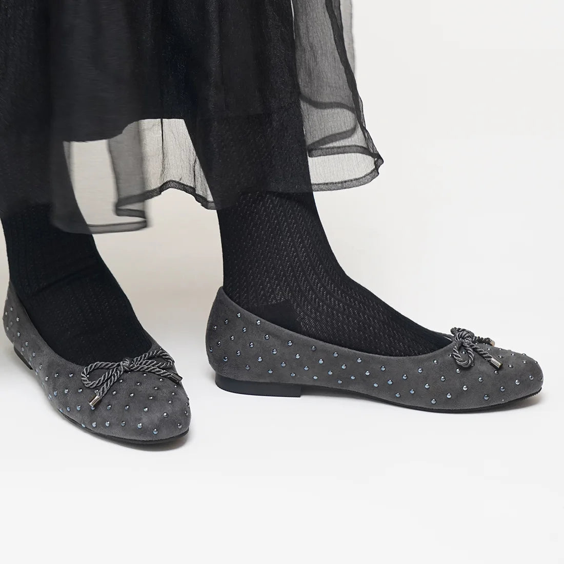 【新品預訂】日本製 Lauf Oletta   扭繩緞帶珍珠芭蕾鞋(L111 GRAY-S) (灰色)