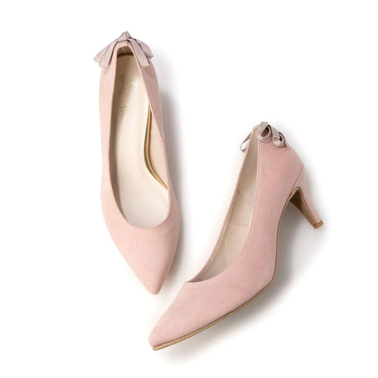 日本製 Launa Lea 7cm後背雙蝴蝶結尖頭高跟鞋(0588) (L粉色S / L Pink S)
