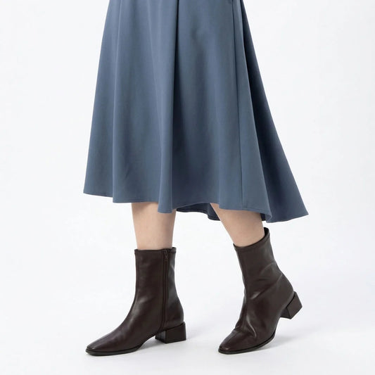 【新品預訂】日本製 Lauf Oletta [All Weather] 全天候 3cm跟 防水修身方形短靴（LRP157 dbrown ) (深啡色)