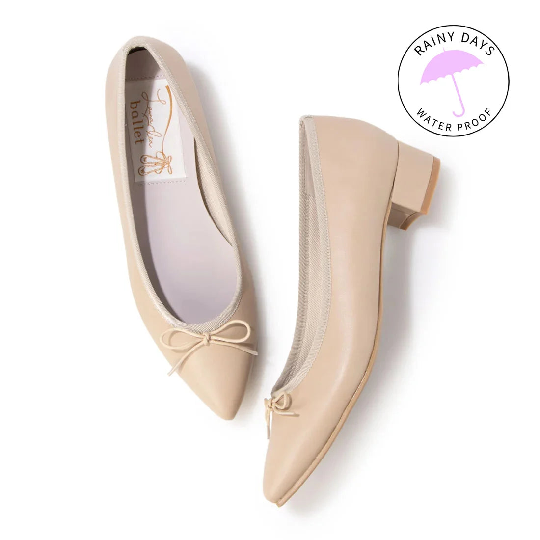 日本製 [晴雨兩用] Launa Lea 尖頭高跟芭蕾舞鞋 (RB9001A) (L Beige)