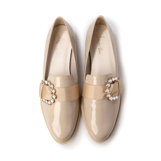 日本製 Launa Lea 串珠圓扣樂福鞋 (0593) (米色 E / Beige E)