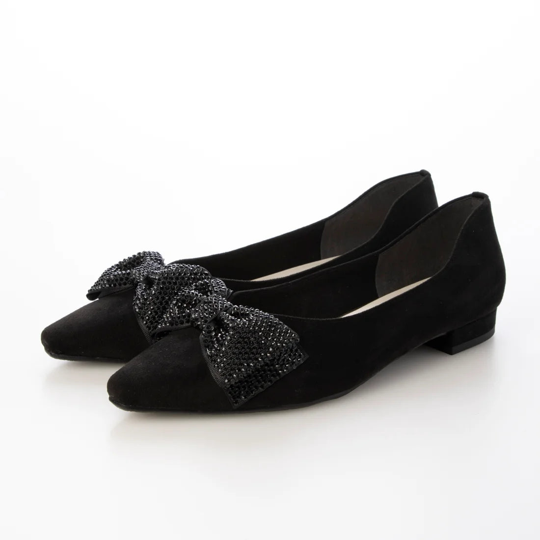 日本製 Launa Lea 水鑽蝴蝶結平底高跟鞋 (0595) (黑色 S / Black S)