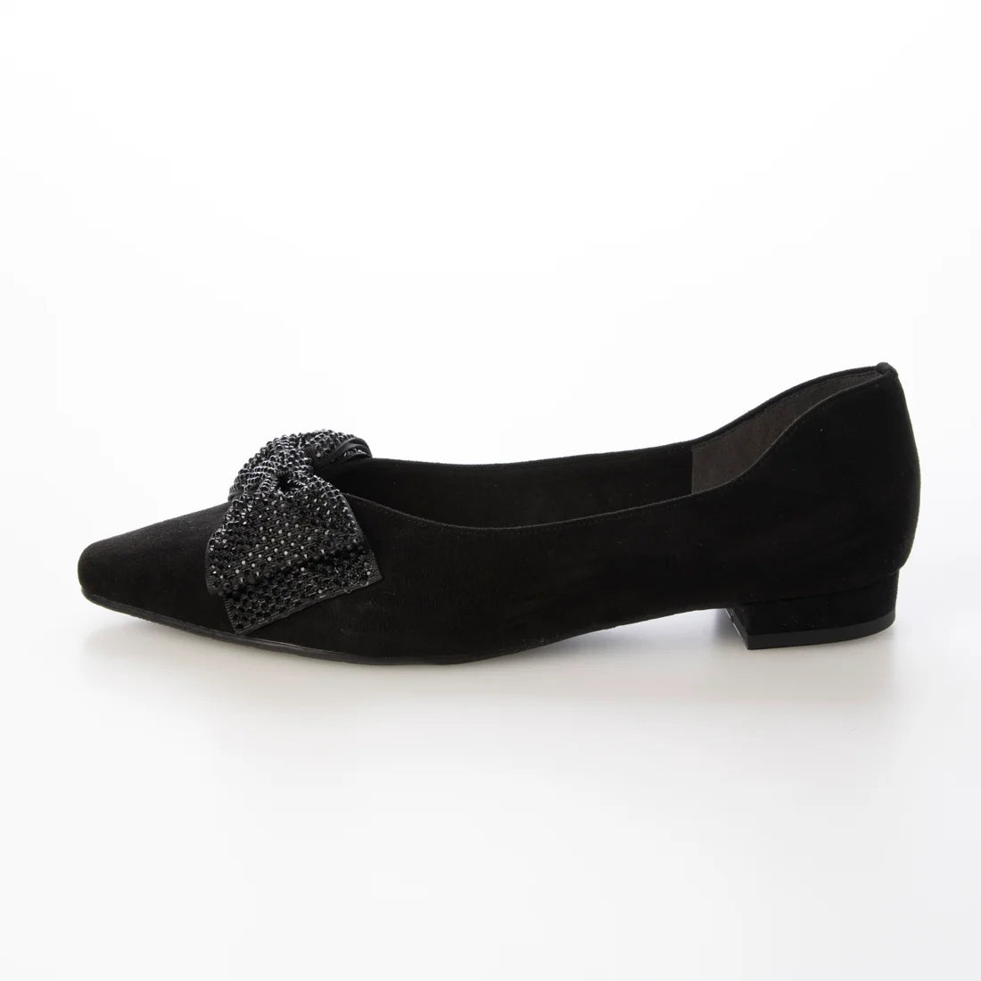 日本製 Launa Lea 水鑽蝴蝶結平底高跟鞋 (0595) (黑色 S / Black S)