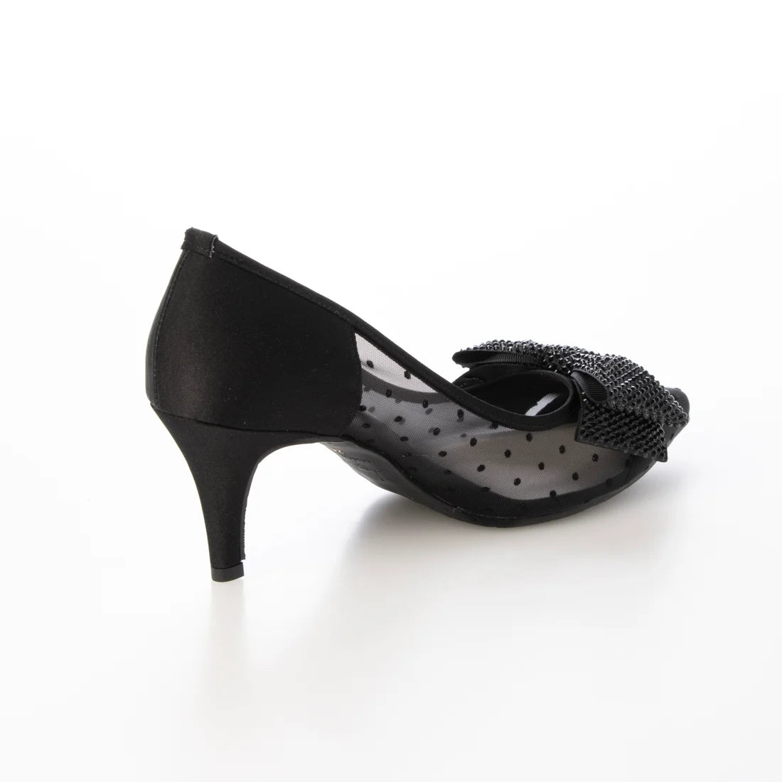 日本製 Launa Lea 7cm 水鑽緞帶薄紗高跟鞋 (0594) (黑色Z / Black Z)