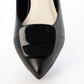 日本製 Launa Lea 3.5cm 透明方扣環尖頭高跟鞋 (0590) (黑色 / Black)