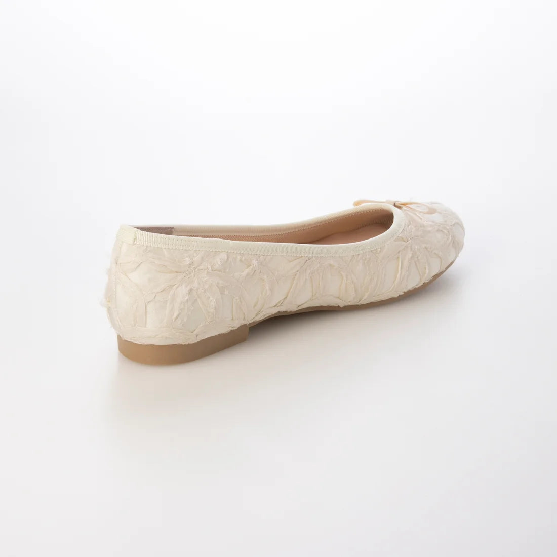 日本製 Launa Lea [限量] 花朵雪紡圓頭芭蕾舞鞋 (B1605A) (象牙色 Z / Ivory Z)
