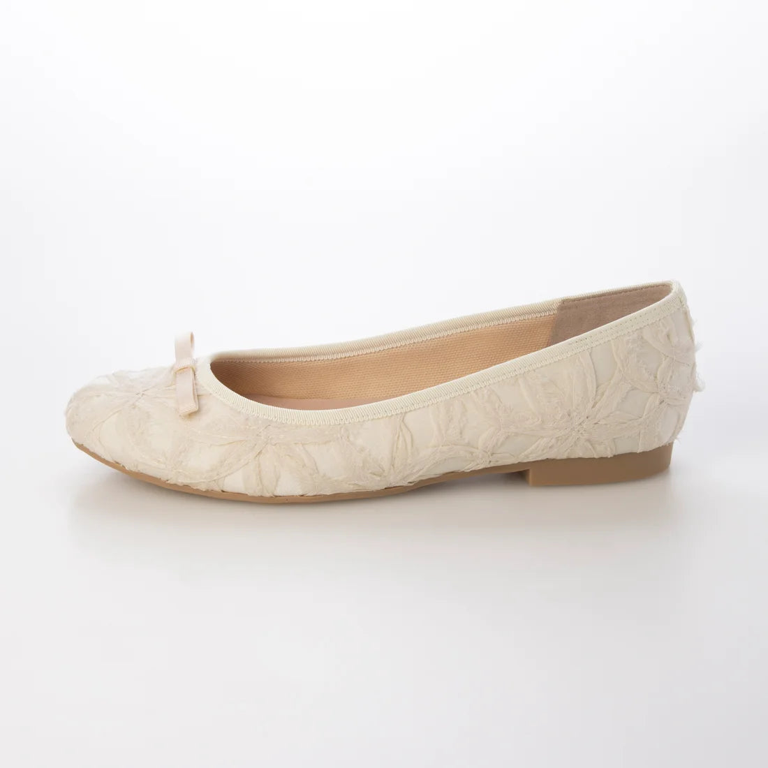 日本製 Launa Lea [限量] 花朵雪紡圓頭芭蕾舞鞋 (B1605A) (象牙色 Z / Ivory Z)