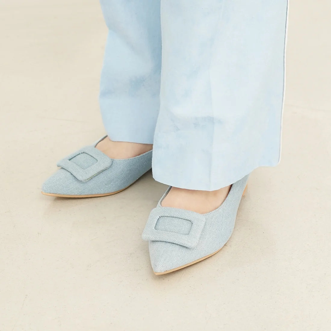 日本製 Launa lea 扣尖頭高跟鞋 (0459A) (L藍色 Z / L Blue Z)