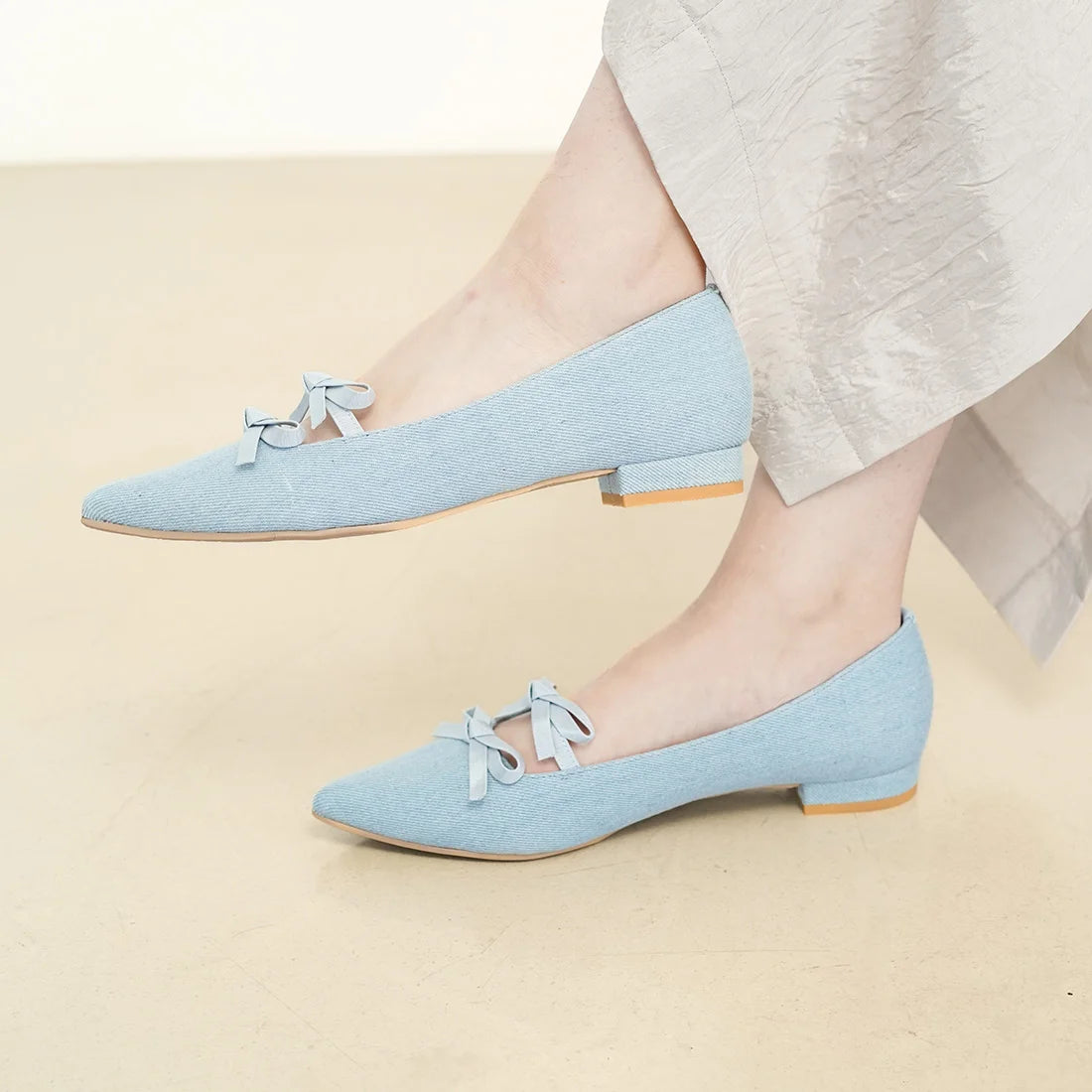 日本製 Launa Lea 雙絲帶尖頭平底鞋 (0572) (藍色 Z / Blue Z)