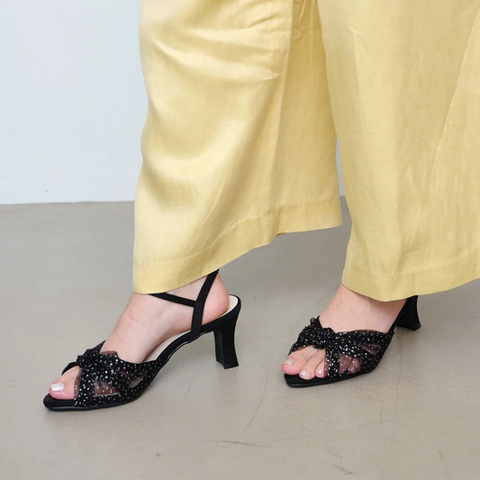 日本製 Launa Lea 7cm薄紗綁帶涼鞋 (0601) (黑色 Z / Black Z)