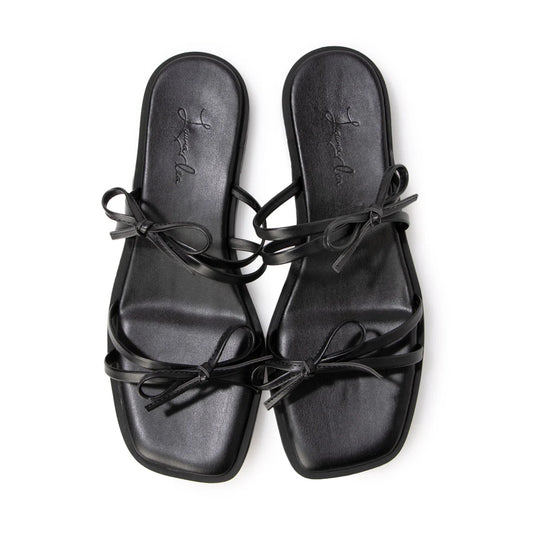 日本製 Launa Lea 雙蝴蝶結平底涼鞋 (0604) (黑色 / Black)