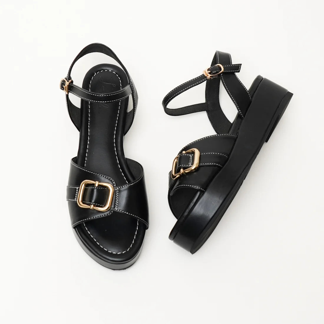 日本製 Launa Lea 扣環厚底涼鞋 (S153) (黑色 / Black)