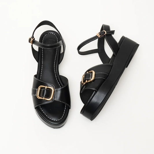 日本製 Launa Lea 扣環厚底涼鞋 (S153) (黑色 / Black)