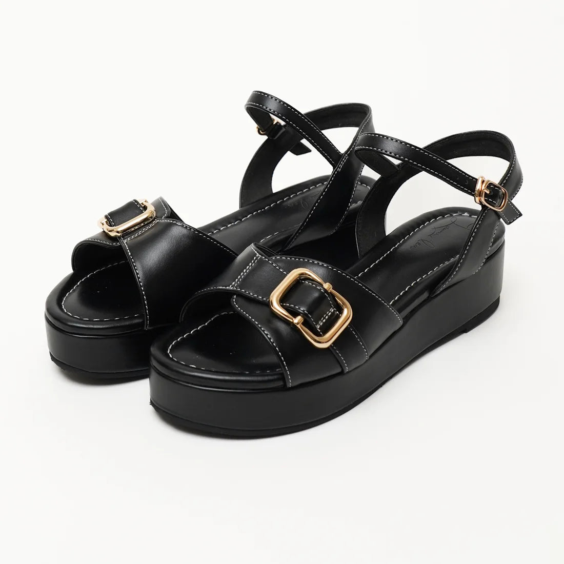 日本製 Launa Lea 扣環厚底涼鞋 (S153) (黑色 / Black)
