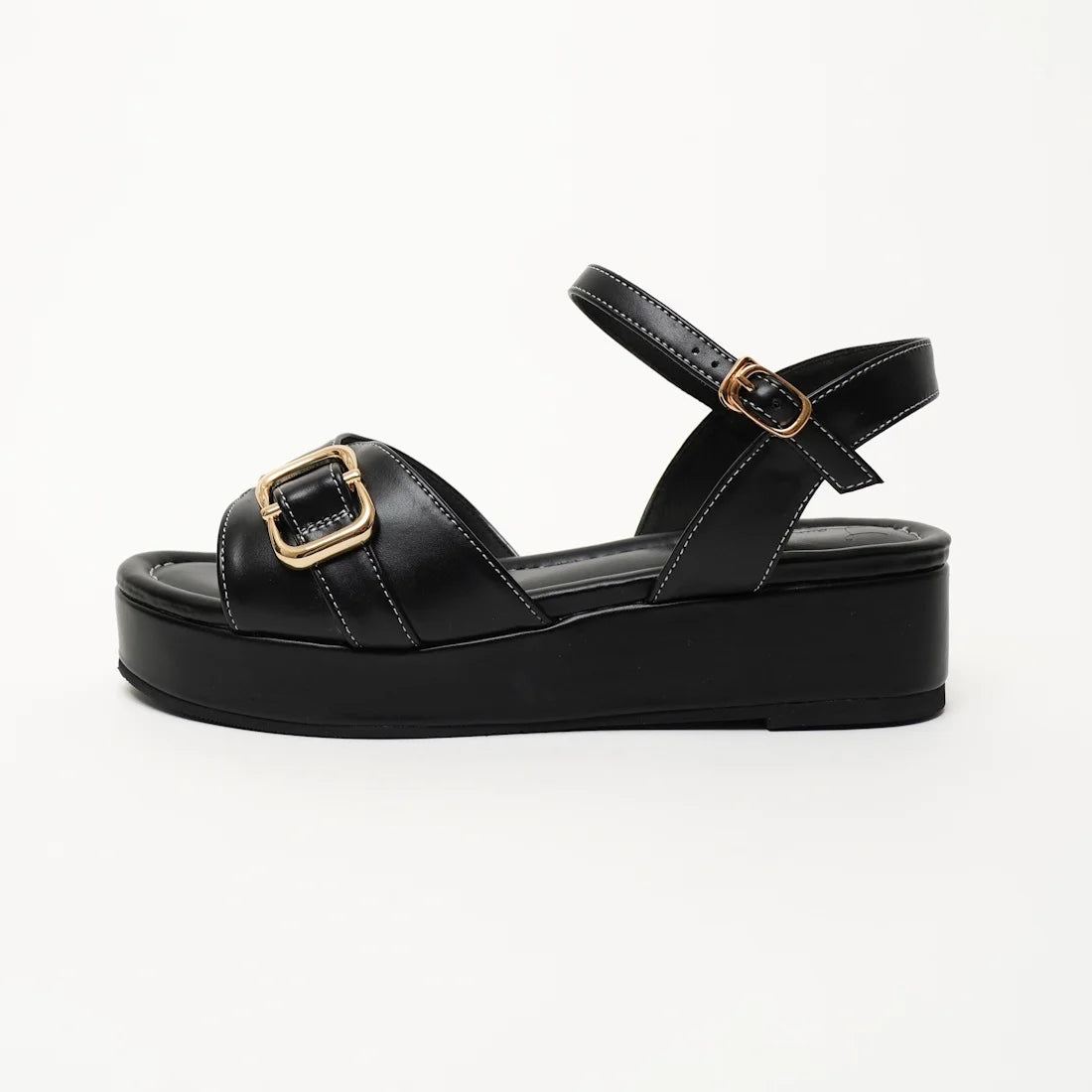 日本製 Launa Lea 扣環厚底涼鞋 (S153) (黑色 / Black)