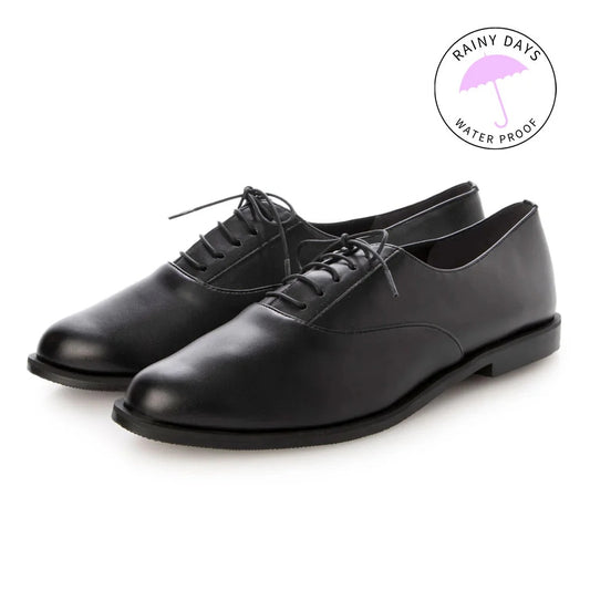 日本製 [晴雨兩用] Launa Lea 尖頭繫帶鞋 (R9023) (黑色 / Black)