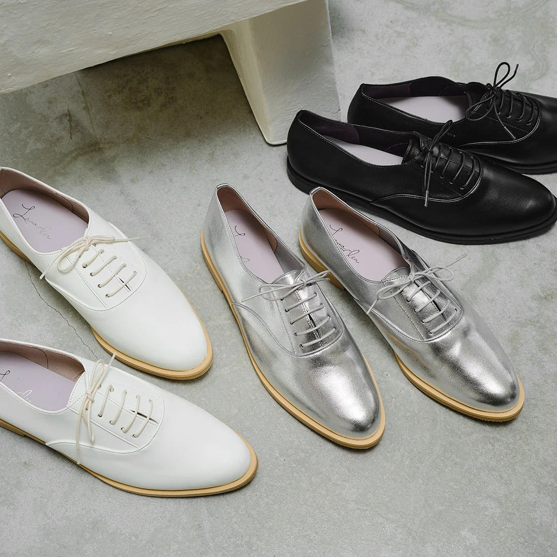 日本製 [晴雨兩用] Launa Lea 尖頭繫帶鞋 (R9023) (黑色 / Black)