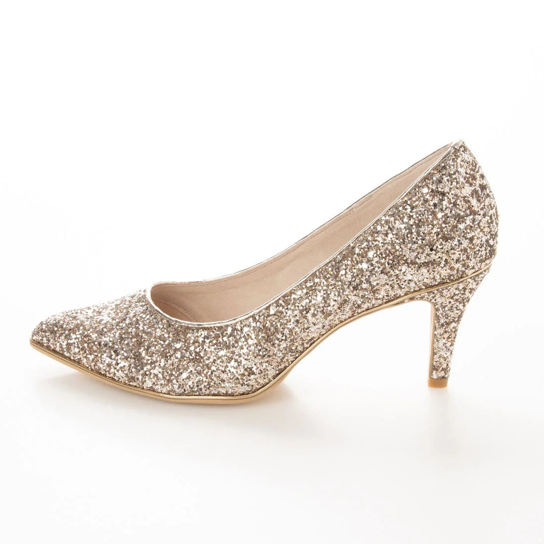 日本製 Launa Lea Rich 7cm Gold Line閃鑽高跟鞋 (80001A) (米灰色 Z / Greige Z) (副本)