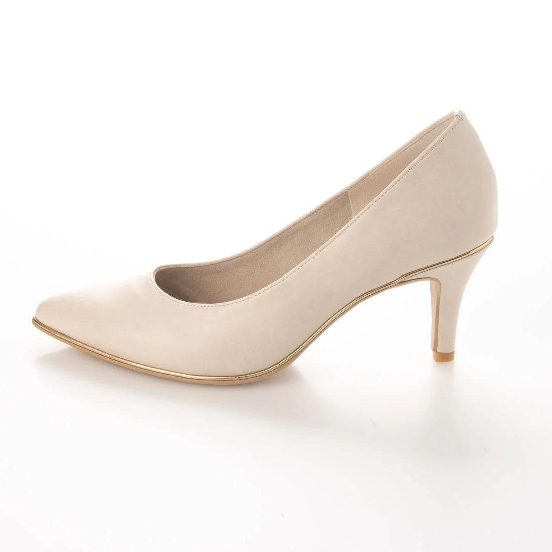 日本製 Launa Lea Rich 7cm Gold Line高跟鞋 (80001) (象牙色 / Ivory)