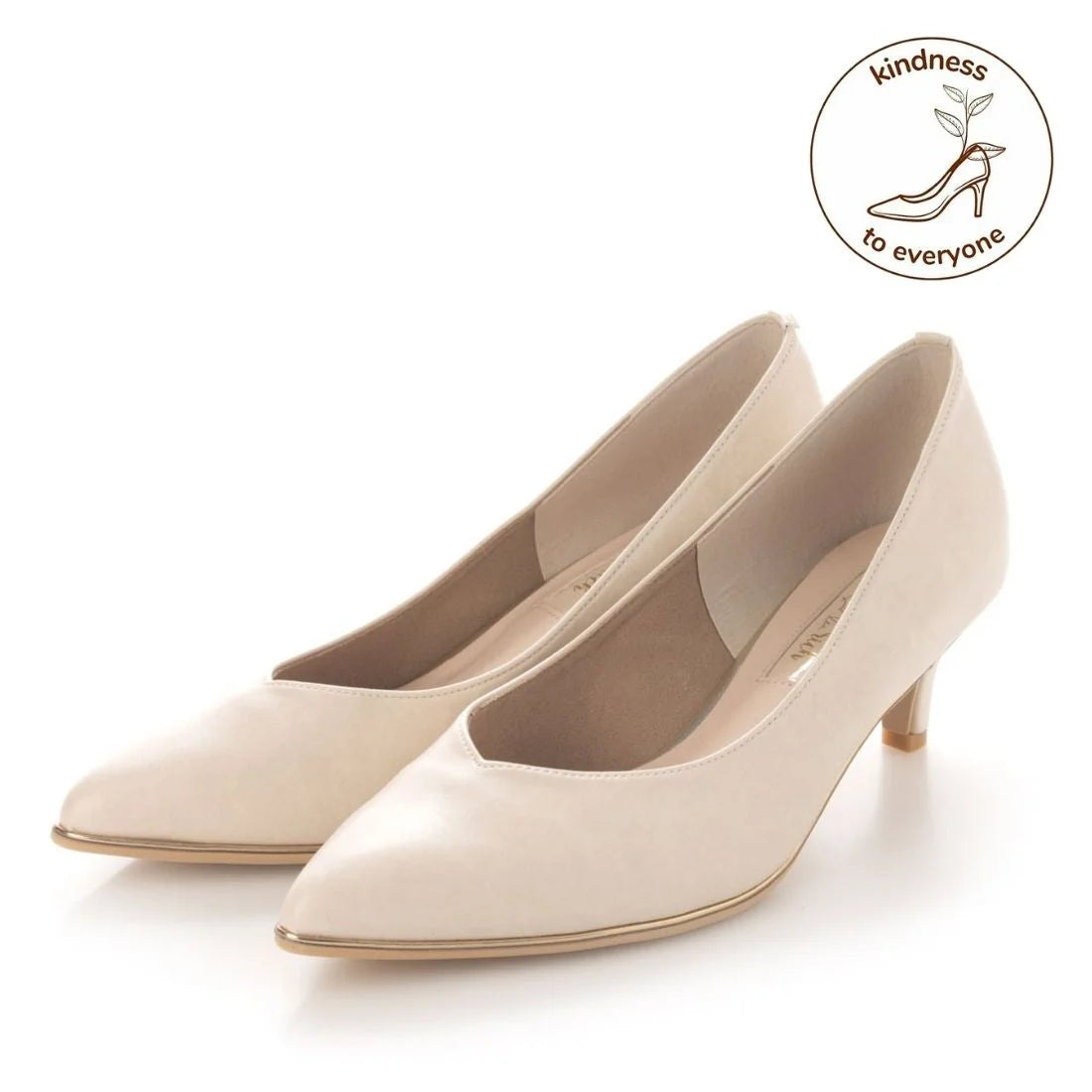 日本製 Launa Lea Rich 5cm Gold Line高跟鞋 (80009) (象牙色 / Ivory)