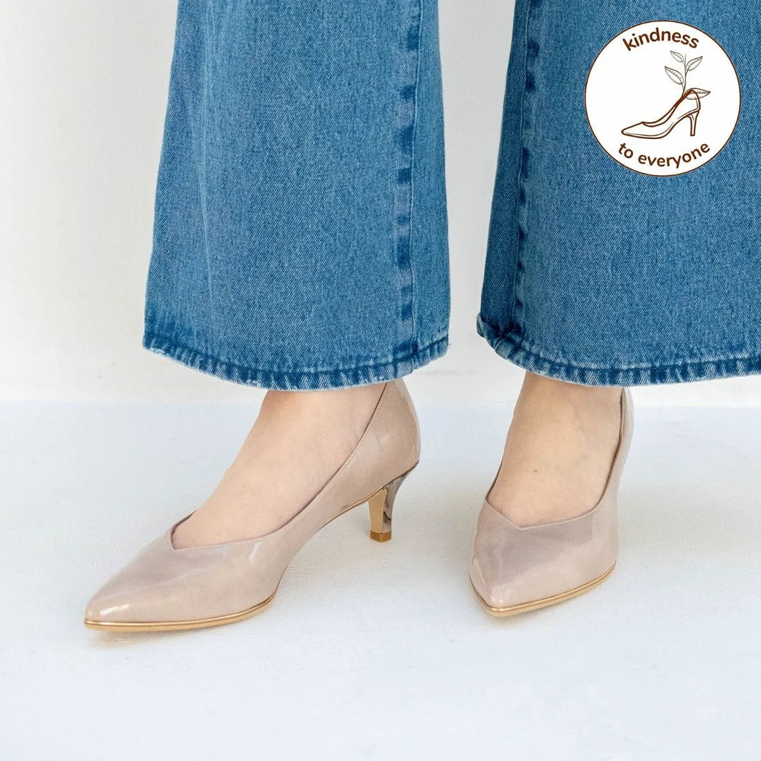 日本製 Launa Lea Rich 5cm Gold Line高跟鞋 (80009) (米灰色 E / Greige E)