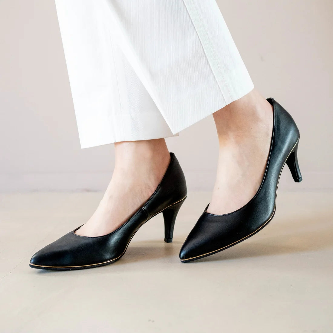 日本製 Launa Lea Rich 7cm Gold Line高跟鞋 (80001D) (L 米色 S / L Beige S)