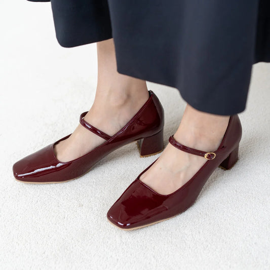 日本製 Launa lea Square 至 Mary Jane 高跟鞋 (0533)（Bordeaux E）